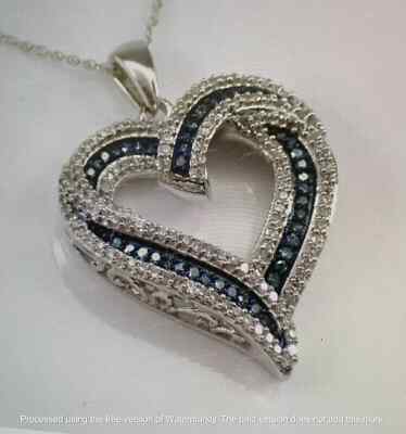 2Ct Round Cut Lab Created Sapphire Heart Pendant Necklace 14k White Gold Plated