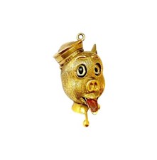 9ct vintage pig charm articulated circa 1965
