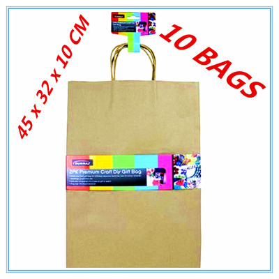 10 X Extra Large Craft Diy Brown Paper Gift Bags With Handle Party Craft Diy Brown Paper Gift Bags