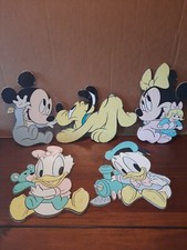 Vintage Disney Babies Pressed Cardboard Wall Decorations Set Lot of 5 Good Cond.