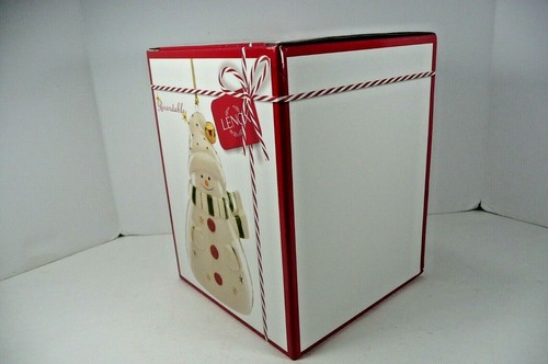 Porcelain Christmas Lenox 2019 Snowman Record-able Ornament Gold Accents Box ! - Picture 9 of 12