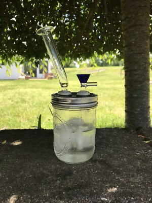 #ad Mason Jar Bong Water Pipe Bubbler 14mm 5.5” Inch Glass Mouthpiece EZ Clean Bowl $39.99