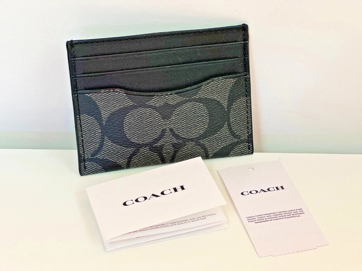 NEW COACH SLIM ID CARD CASE WALLET IN SIGNATURE CANVAS CHARCOAL