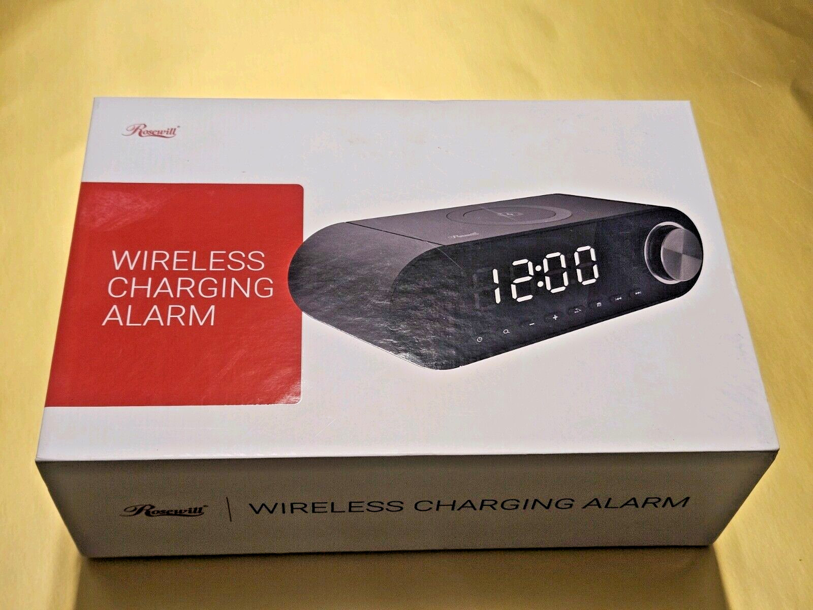 Rosewill Digital Alarm Clock with Wireless Charging Dock, LED Display, AM/FM Rad