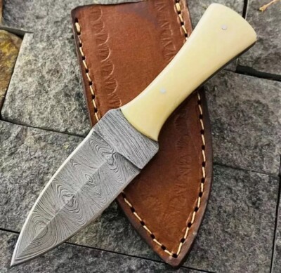 Damascus Double Edge Blade Mini Dagger Boot Knife