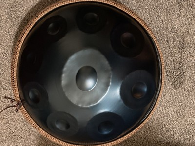 22 Inches Hand Pan Instrument 10 Tones D Minor Steel  Hand Pan Drum Black