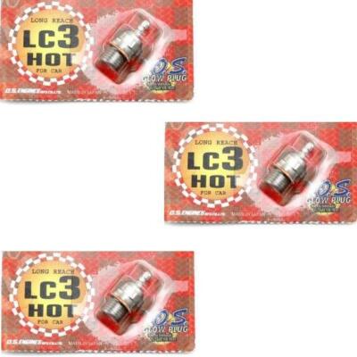 O.S. LC3 HOT Glow Plug (3) Traxxas Revo T-Maxx 4Tec Nitro Rustler Slash