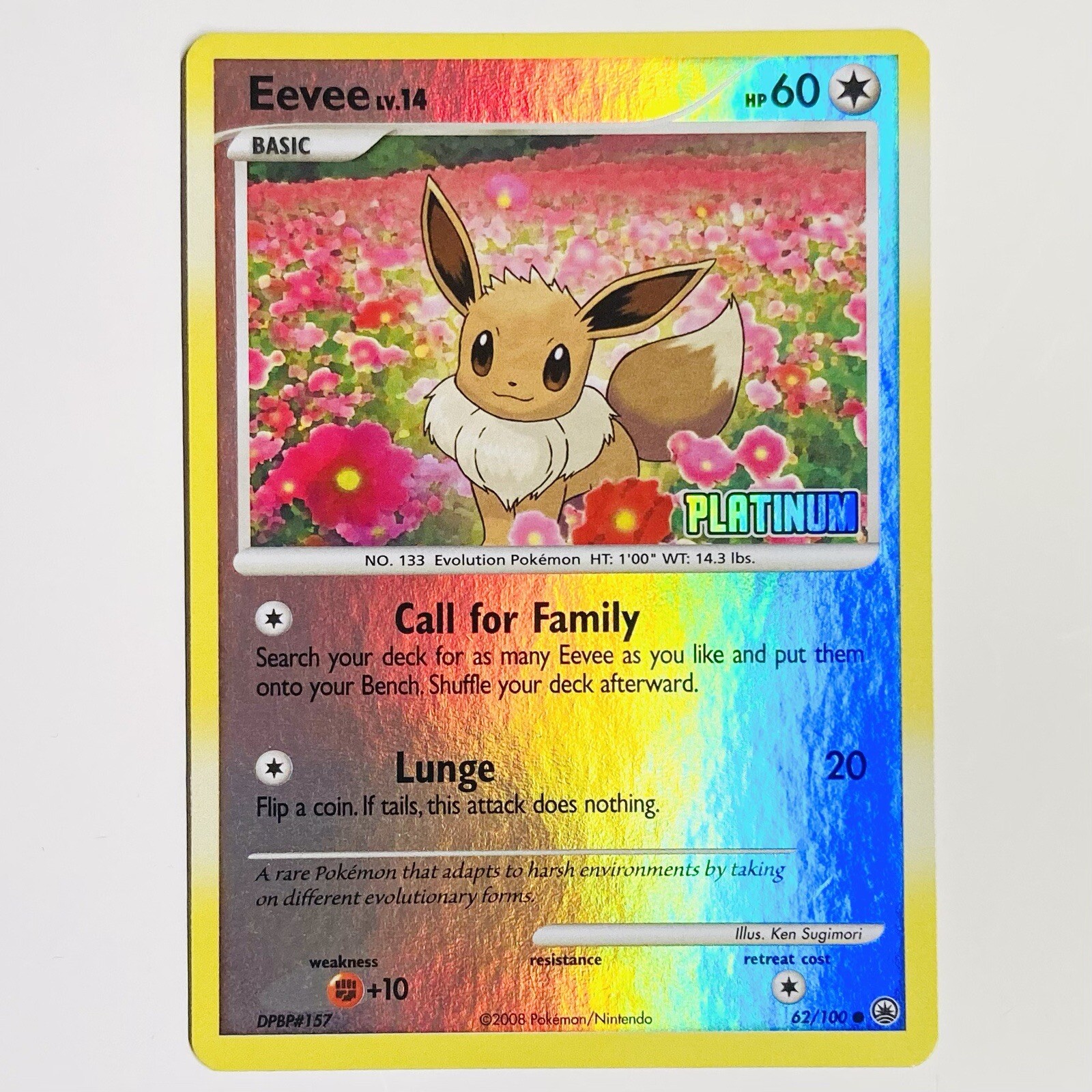 Eevee 62/100 Reverse Holo Platinum Stamp Burger King Promo Near Mint