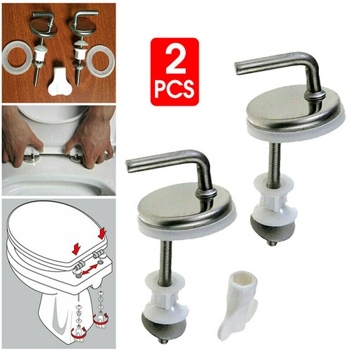 2X Toilet Cover Hinges Top Fix Toilet Seat Fittings Quick Release Hinges Steel - Picture 6 of 9