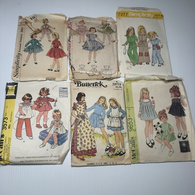 Lot of 6 Vintage Kids Sewing Patterns Cut 50s & 60s + More