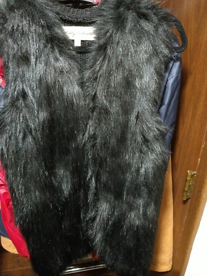 Sebby Collection Womens Faux Fur Black Designer Vest Jacket Size Small  Black NWT