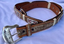 Men’s Genuine Leather Ranger Belt Company Belt W/ Removable Buckle Size 42