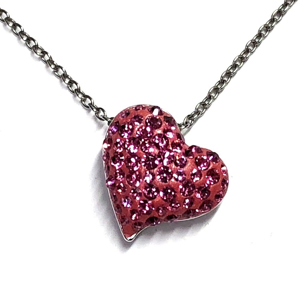 Swarovski authentic necklace silver pink heart pendant