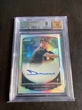 Tyler Danish 2013 BOWMAN CHROME REFRACTOR AUTOGRAPH CARD BECKETT 9 MINT T11-64