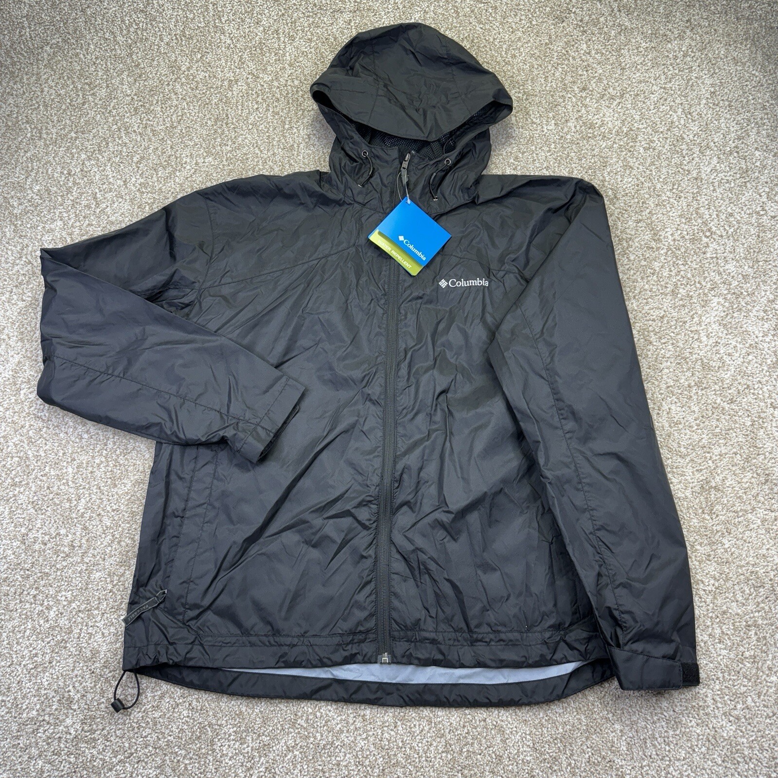 NEW Columbia Stormy Peak Jacket Mens XL Hooded Black Full Zip Water Repellent