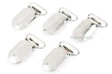 5pcs 20mm Metal Suspender Strap Dummy Clip on Pins Plastic Teeth Buckle Clasp