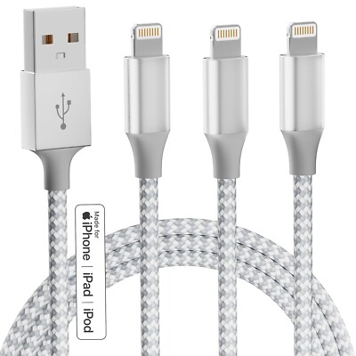 Estbuc iPhone Charger [Apple MFi Certified] 3Pack 10FT Long Lightning Cable