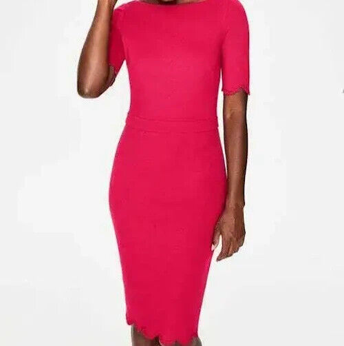 Boden Emma Ponte Dress Dark Rose Size 16 New With Tags UK