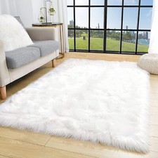 White Faux Fur Rug 3x5 Faux Sheepskin Rugs For Living Room Fluffy Washable Area