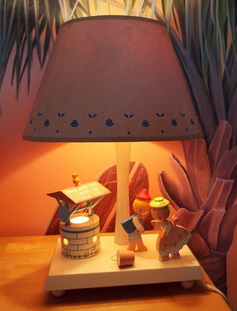 VINTAGE JACK & JILL WOODEN TABLE LAMP, UNDERWRITERS VINTAGE JACK & JILL WOODEN TABLE LAMP, UNDERWRITERS