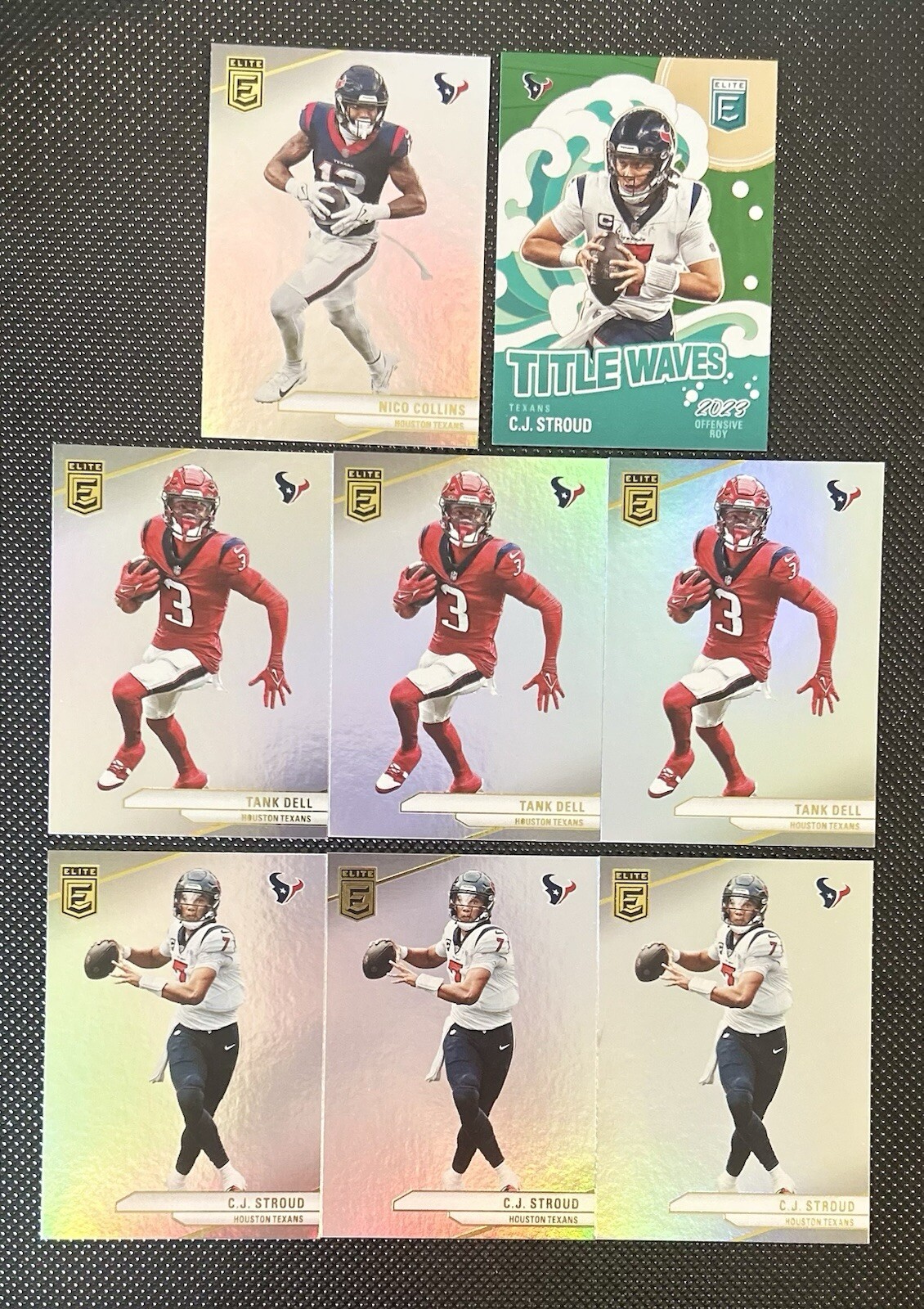 2024 Panini Donruss Elite Football 8 Card Texans Lot - Stroud Title Waves & More