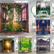 Large Window Four Seasons Shower Curtain Bathroom Waterproof Curtains Free Hooks
