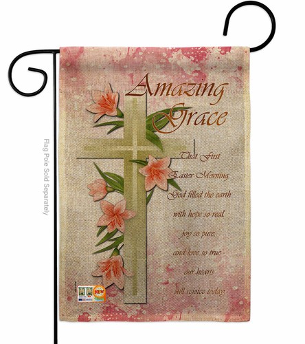 Amazing Grace Burlap Garden Flag Religious Bible Verses Decorative Yard Banner - Picture 2 of 19