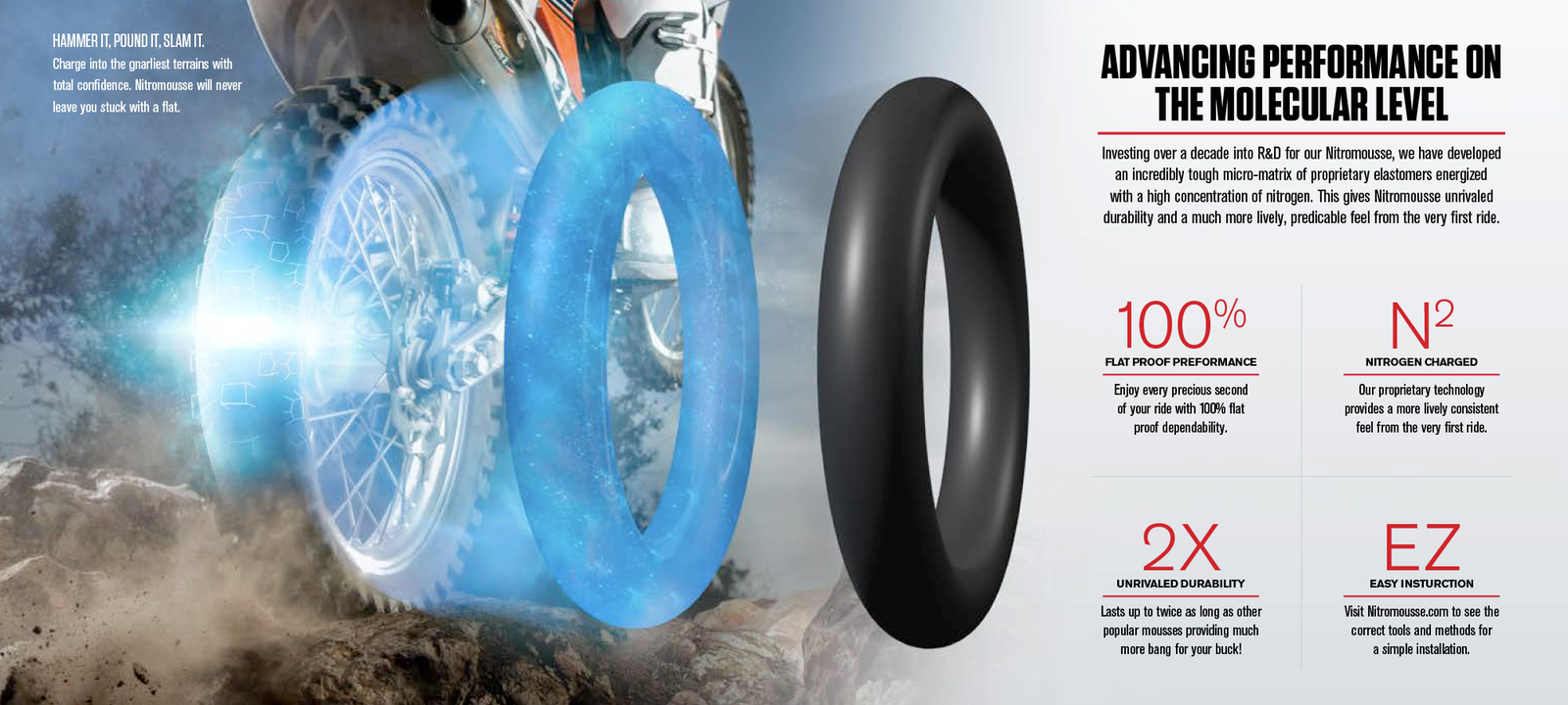 Pneu avant 80/100-21 anti-crevaison avec gel auto-obturant pour trail