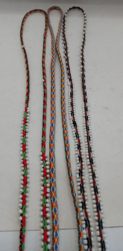 Set of 3 Woven Wool Ties Decorated with Multicolor Beads - Picture 3 of 5