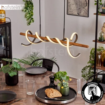 HOFSTEIN LED dimmbare Hänge Lampe Pendel Leuchte Schlaf Ess Wohn Zimmer Beleuchtung Holz