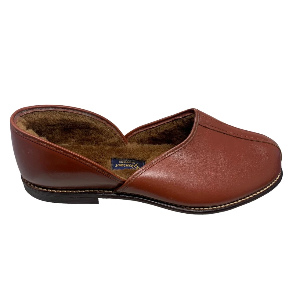 Zapatillas forradas de lana de piel de ciervo marrón GROSVENOR de colección para hombre talla 8,5 EE. UU. NUEVAS Foto 4 de 4