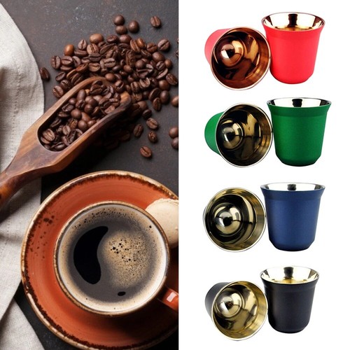 Doble pared de acero inoxidable taza de espresso aislamiento nespresso  Pixie taza de café | eBay