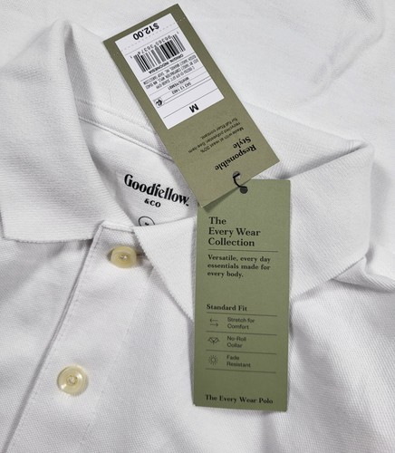 Goodfellow Co The Every Wear Polo Shirt Men's Medium White Normcore Minimalist - Picture 5 of 9