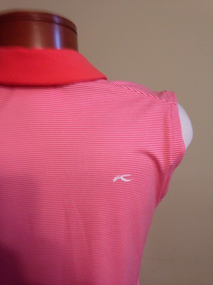 NWT KJUS Womens 40 Large Sina Golf Polo Hot Coral White NEW LG60D05 w
