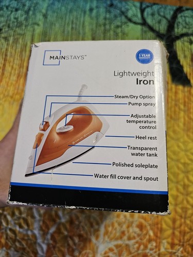 Mainstays Lightweight Orange & White Steam Iron 1100W New Open Box - Picture 7 of 7