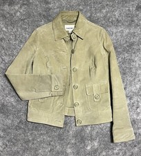 Vintage Cherokee Suede Jacket Women’s S Green Leather Button Up Lined Pockets
