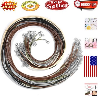 Bulk 50 Pcs Waxed Cotton Necklace Strings with Clasps   Adjustable, Durable J...