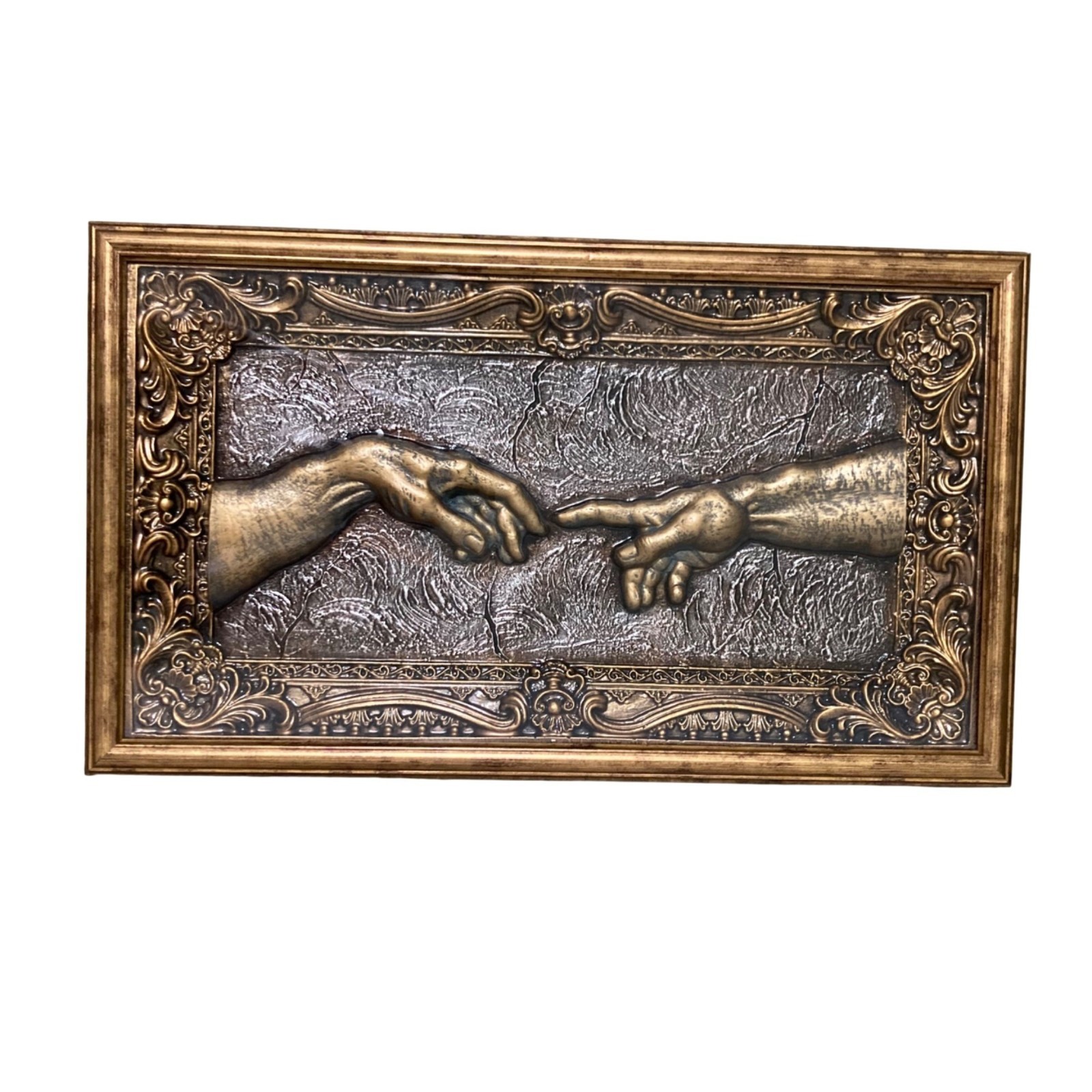 Michelangelo Creation Of Adam-Inspired 3D Wall Art Ornate Frame