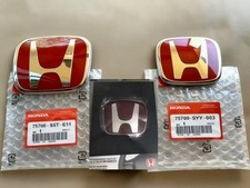 3x Red Front Emblem Rear Steering Badge Fit For 2016-2021 Civic Sedan Se Si Usa