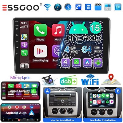 DAB+ Autoradio Android 15 4+64G Carplay GPS KAM Für Ford Focus Transit MK7 C-Max