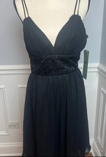 Black Beaded Evening Midi Dress Size 6 New with Tags
