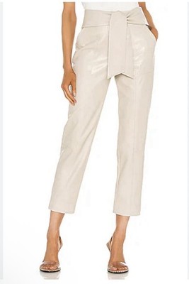 JONATHAN SIMKHAI Tessa Vegan Leather Pants Egret Cream 2 NWT $425