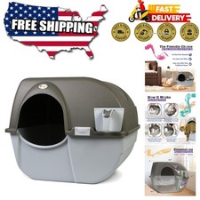 Lightweight Grey Self-Cleaning Litter Box - Space-Efficient for Busy Cat Owners