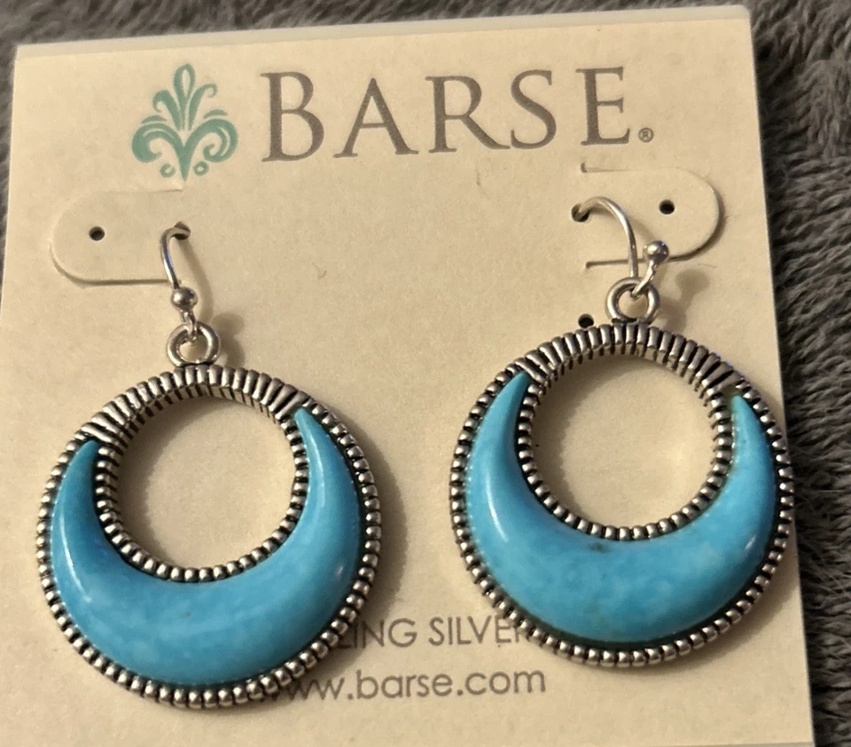 Brincos pendentes de prata esterlina turquesa 925 Designer Studio Barse - Imagem 3 de 4