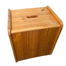 Vintage Storage Box Stool Solid Lidded Seat Bathroom Laundry Linen Basket T22