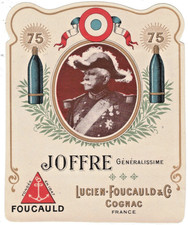 ** RARE Etiquette Cognac Lucien Foucauld - Général Joffre - Guerre 1914/1918