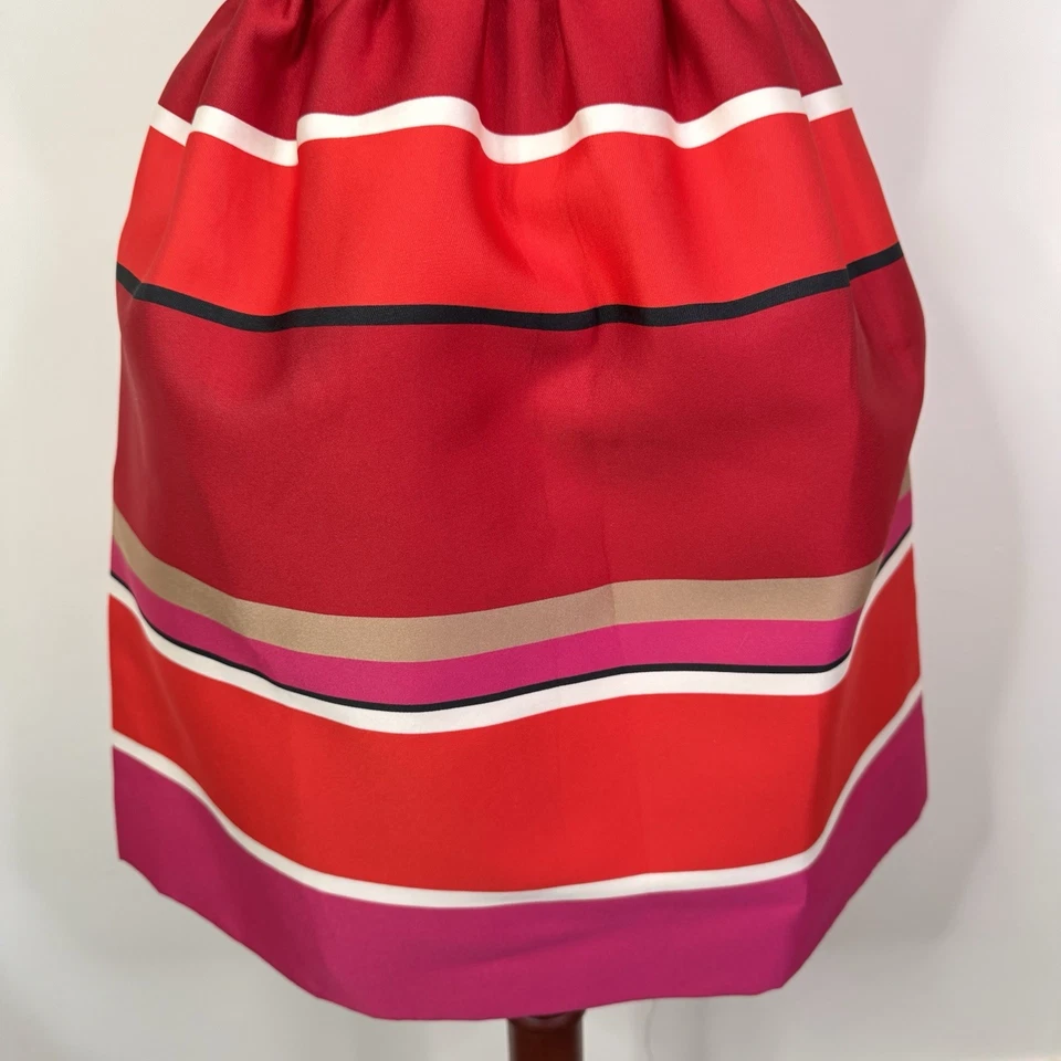 Vestido Lanvin Paris Rayas Calce Acampanado Rojo Rosa Mezcla Seda Talla 36 Nuevo con Etiquetas Clásico Foto 4 de 4