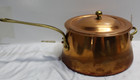 New ListingVintage Copper Sauce Pan Pot With Lid ~ Brass Handles ~ Clean Inside & Out