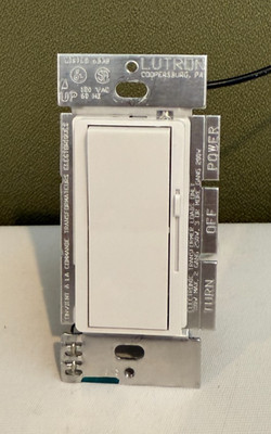 Lutron Diva ELV Dimmer Switch Single Pole DVELV-300P-WH White Left Tabs