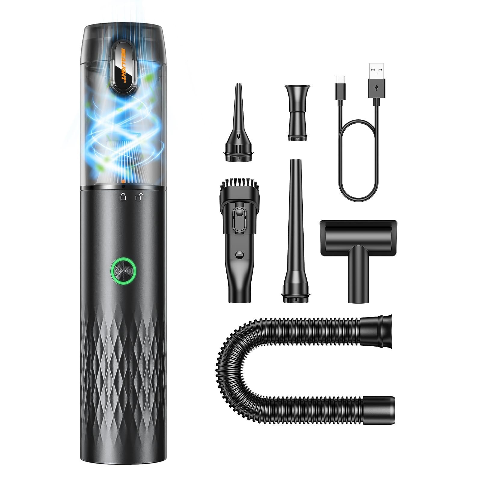 SEALIGHT Aspirabriciole Senza Fili 29000Pa 6 in 1 Aspirapolvere Auto Portatile